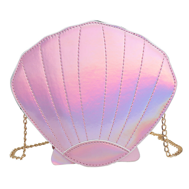Laser shell diagonal shoulder chain bag