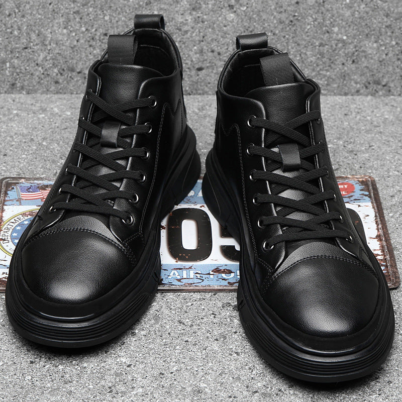 Men’s High-Top Leather Shoes – Winter Casual Footwear