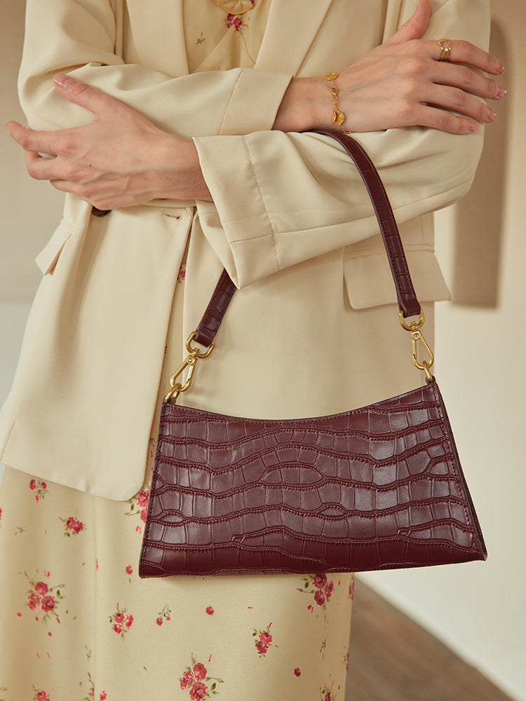 French High-Quality Leather Handbag – Elegant Textured Designer Tote for Women