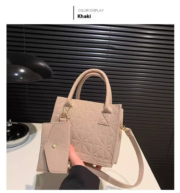 Women’s Simple Felt Handbag – Small One-Shoulder Fashion Bag