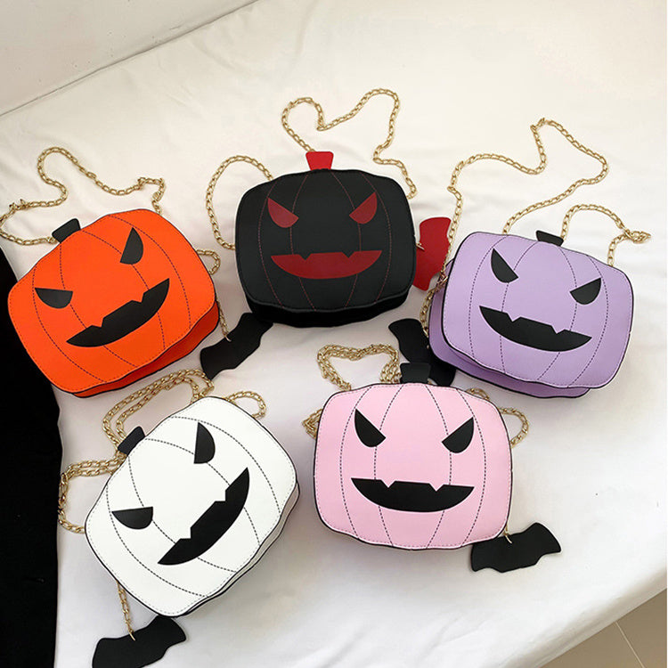 Halloween Pumpkin Shoulder Bag – Funny Cartoon Chain Crossbody for Women