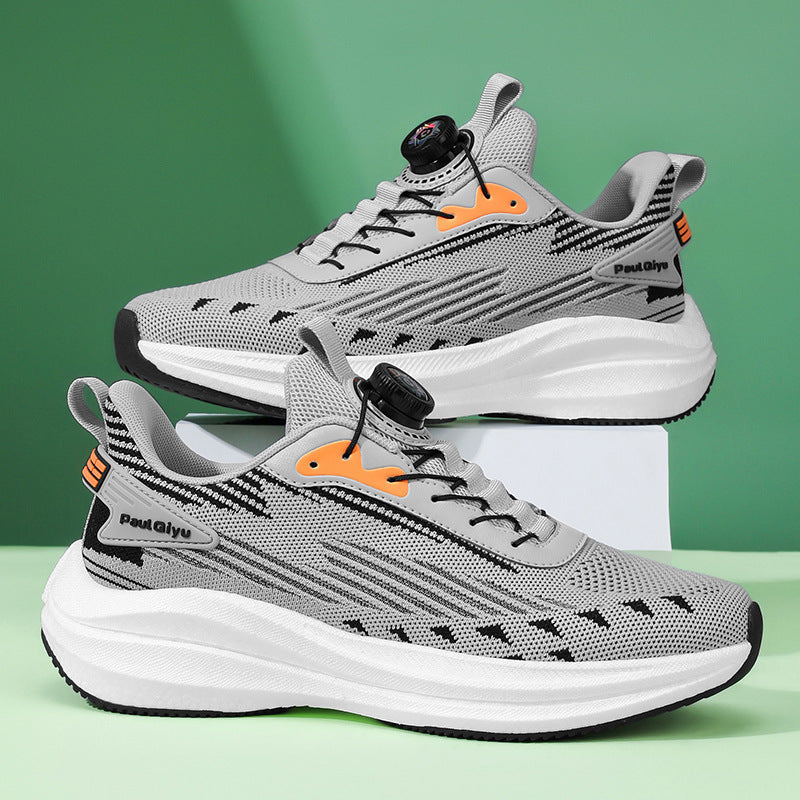 Men’s Casual Sports Shoes – Fly-knit Mesh Rotating Buckle Running Sneakers