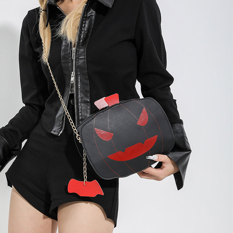 Halloween Pumpkin Shoulder Bag – Funny Cartoon Chain Crossbody for Women