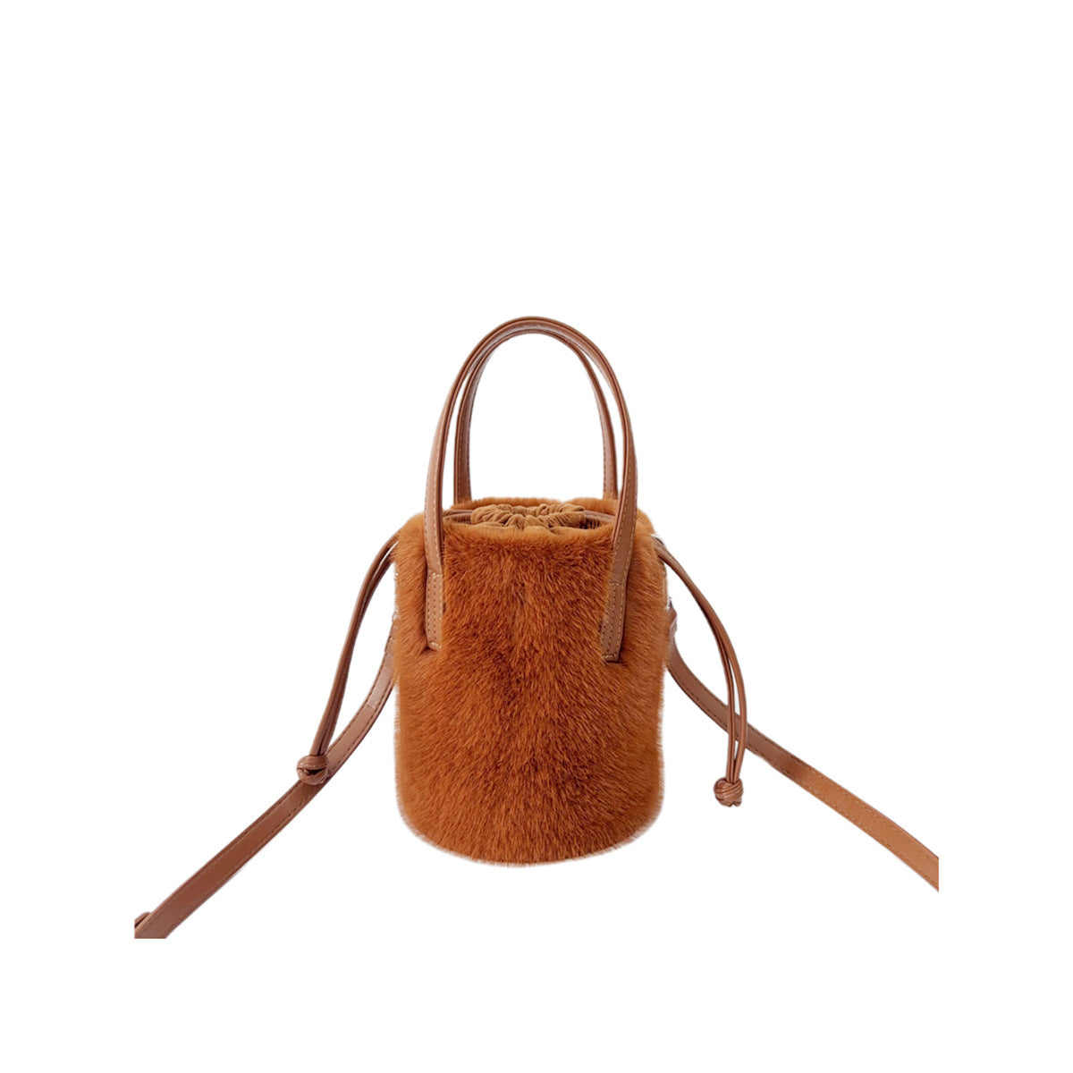 Women’s Mink-Like Handbag – Vintage Plush Bucket Bag