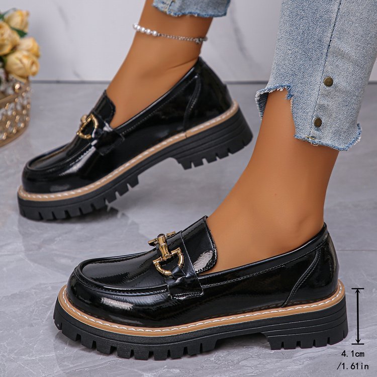 Women's Retro Chunky Heel Pumps | Color Block Platform Casual Shoes