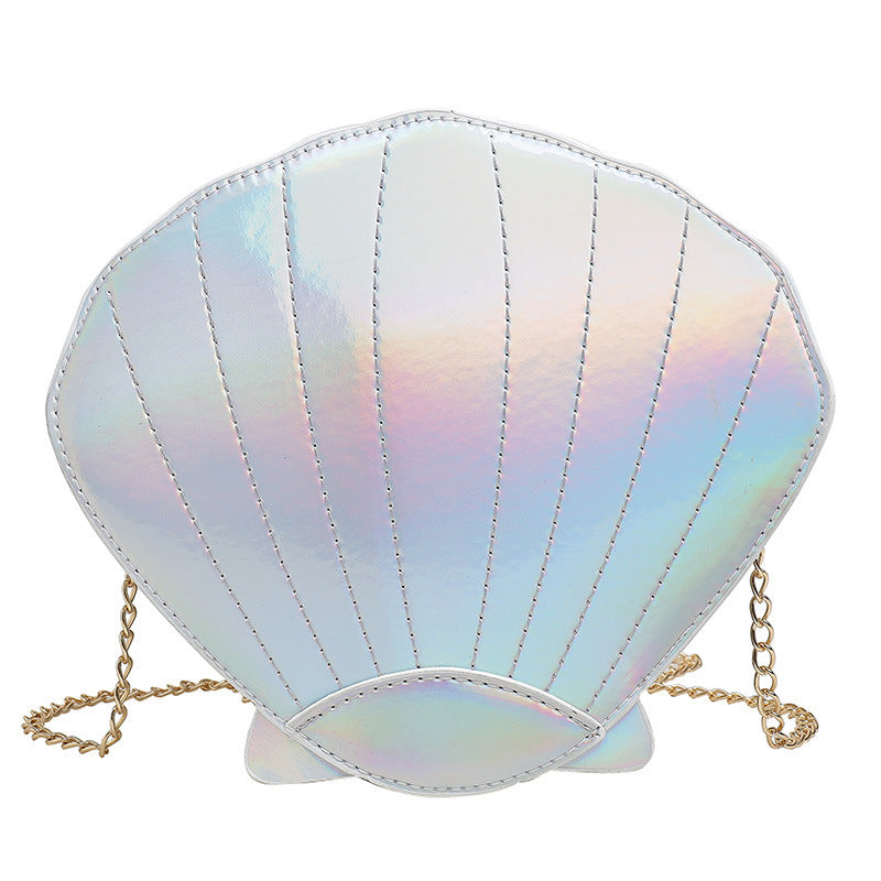 Laser shell diagonal shoulder chain bag