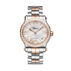 chopard happy sport stainless steel & 18k rose gold & diamonds lady's watch