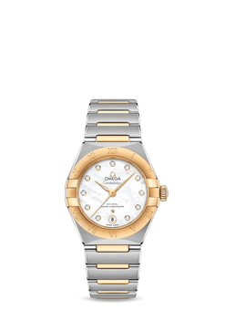 omega constellation co-axial master chronometer stainless steel & yellow gold & diamond lady?s watch_3