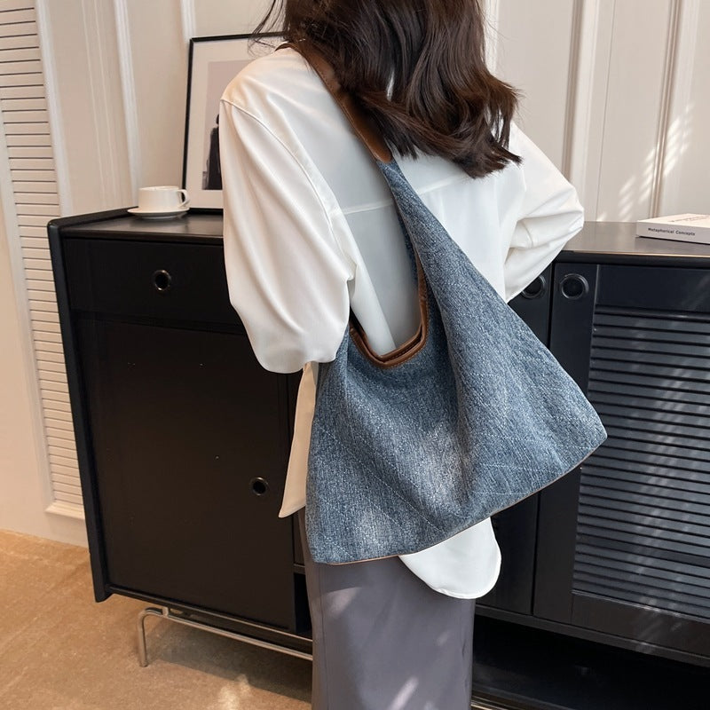 Women’s Denim Bucket Bag – Fashionable Tote Handbag for Shopping