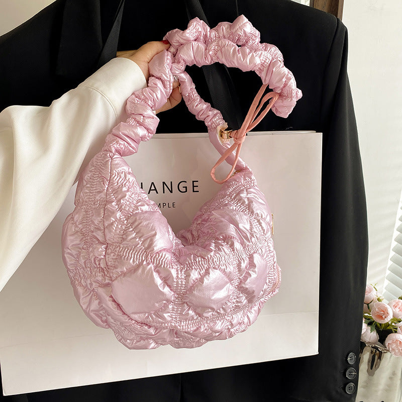 Trendy Metallic Cloud Bag | Fashion Silver Underarm Shoulder Purse