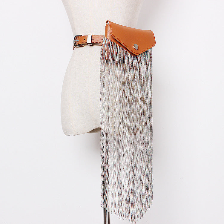 Street Style Tassel Chain Waist Bag for Women – Fashion Personality Belt Bag