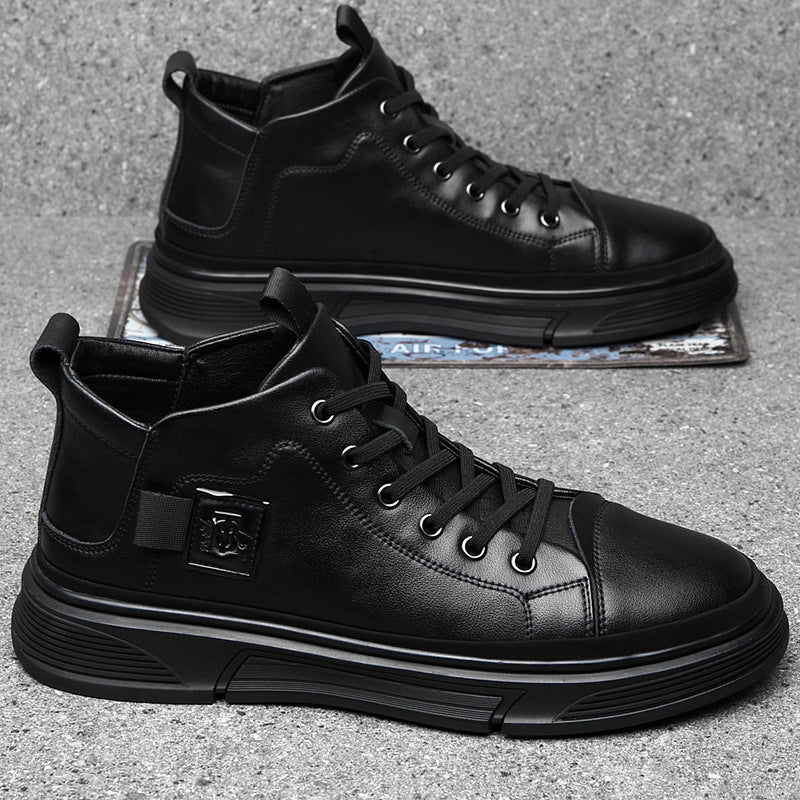Men’s High-Top Leather Shoes – Winter Casual Footwear