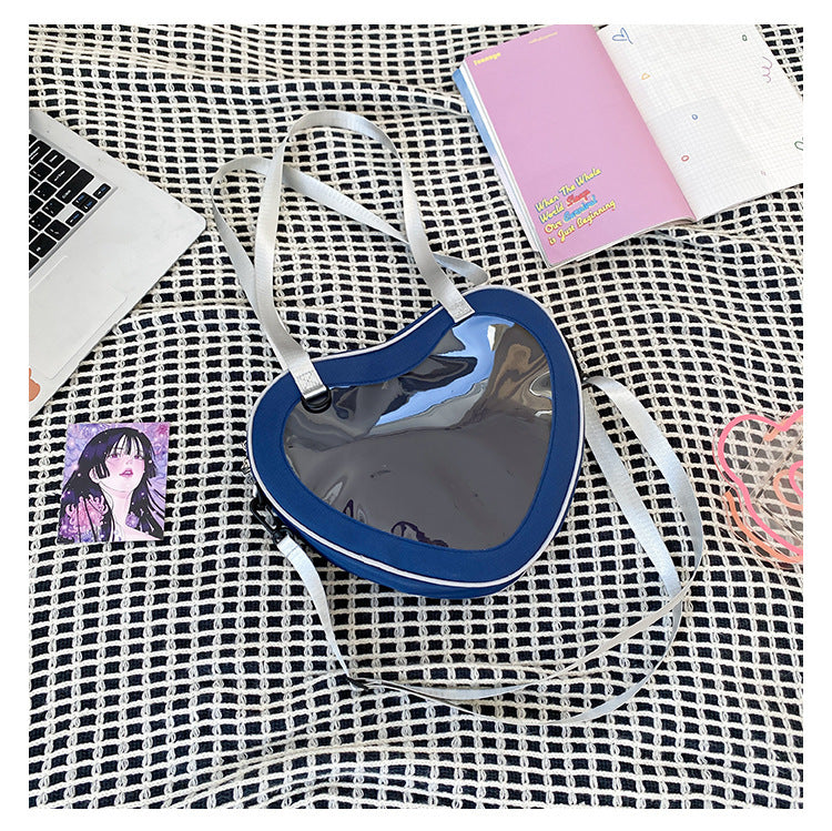 Simple Transparent Heart-Shaped Crossbody Bag for Women