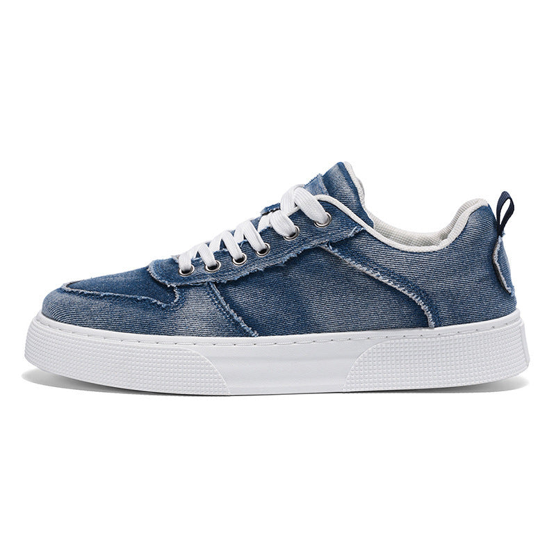 Men’s Casual Canvas Shoes – Versatile Denim Stitching Trendy Sneakers