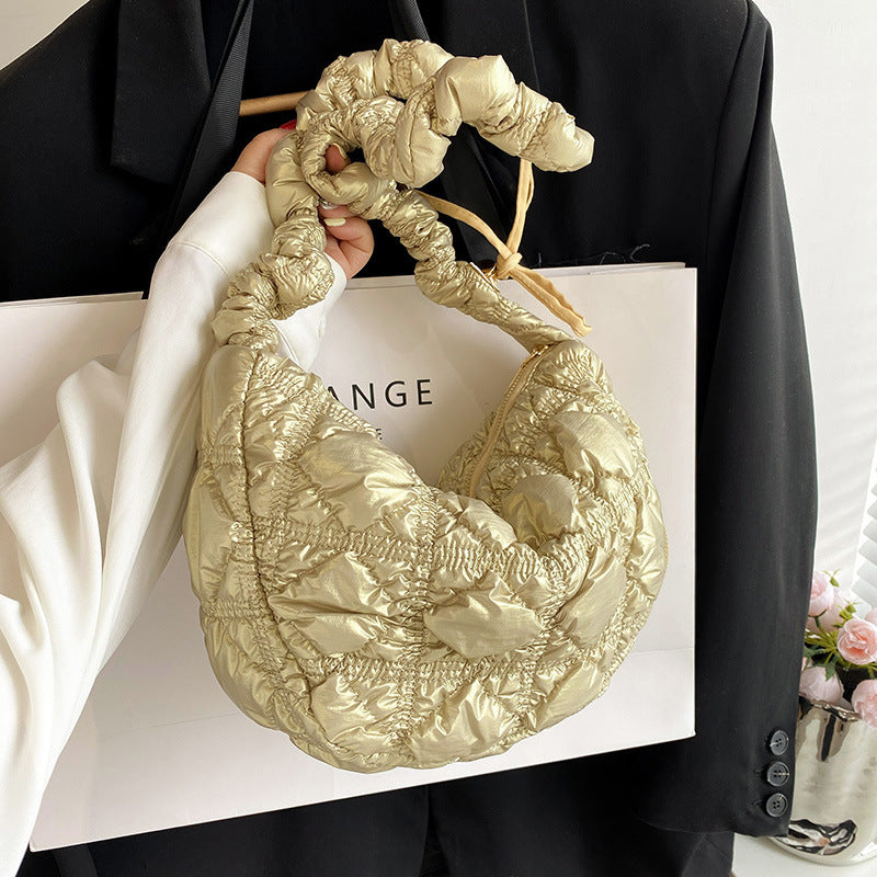 Trendy Metallic Cloud Bag | Fashion Silver Underarm Shoulder Purse