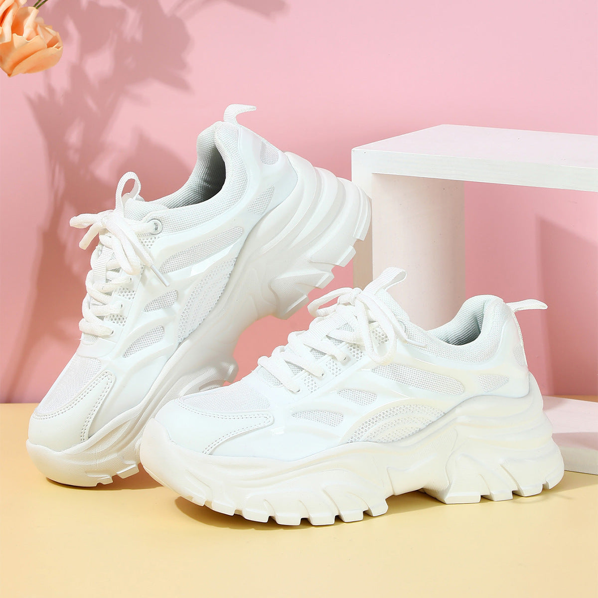 Women's Height Increasing Sneakers | Trendy Breathable Thick Bottom Casual Shoes