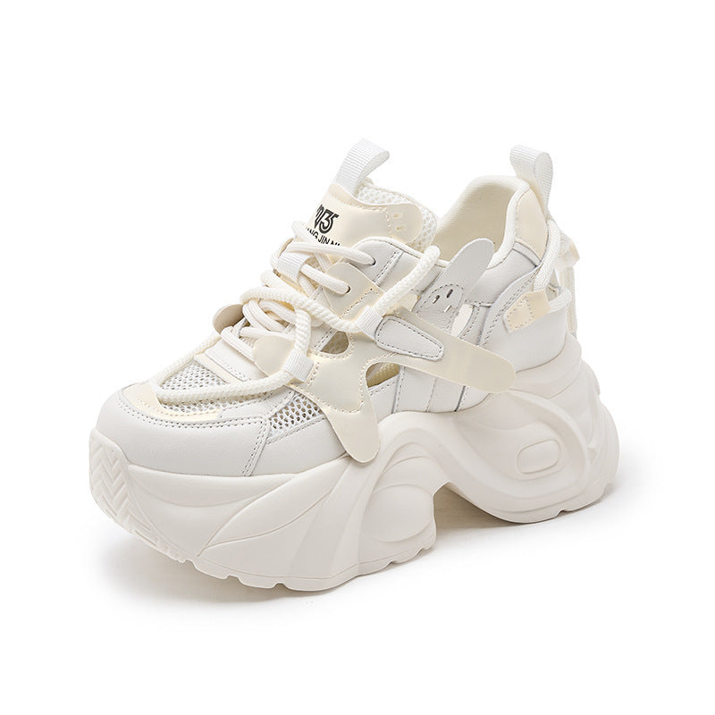 Mesh Surface Hollowed Casual Shoes Height Increasing Women Shoes
