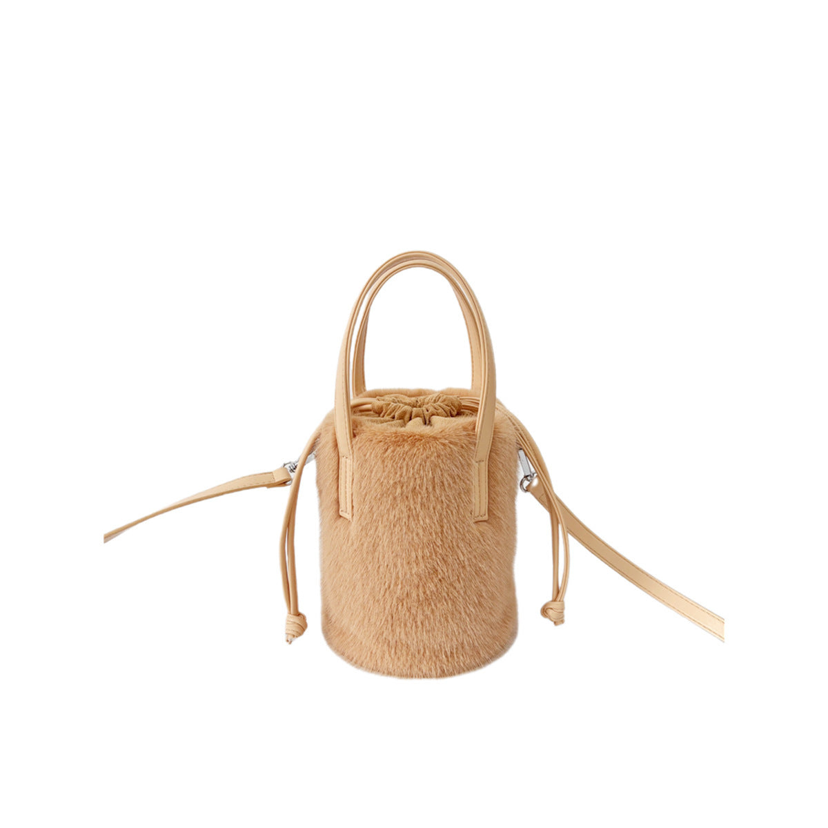 Women’s Mink-Like Handbag – Vintage Plush Bucket Bag