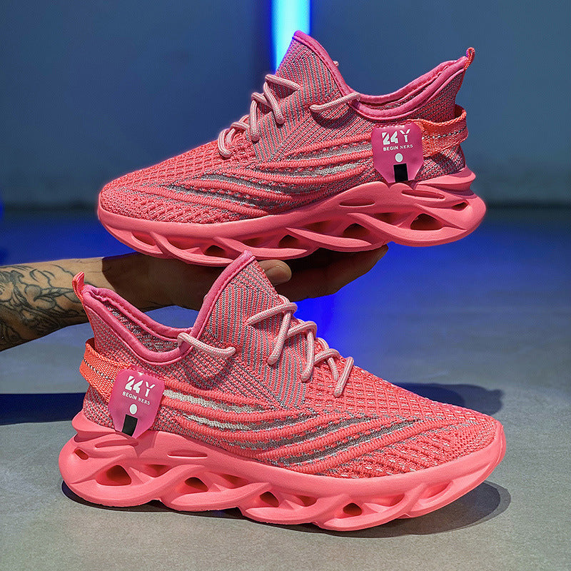 Men’s Flyknit Running Shoes – Breathable Mesh Platform Casual Sneakers