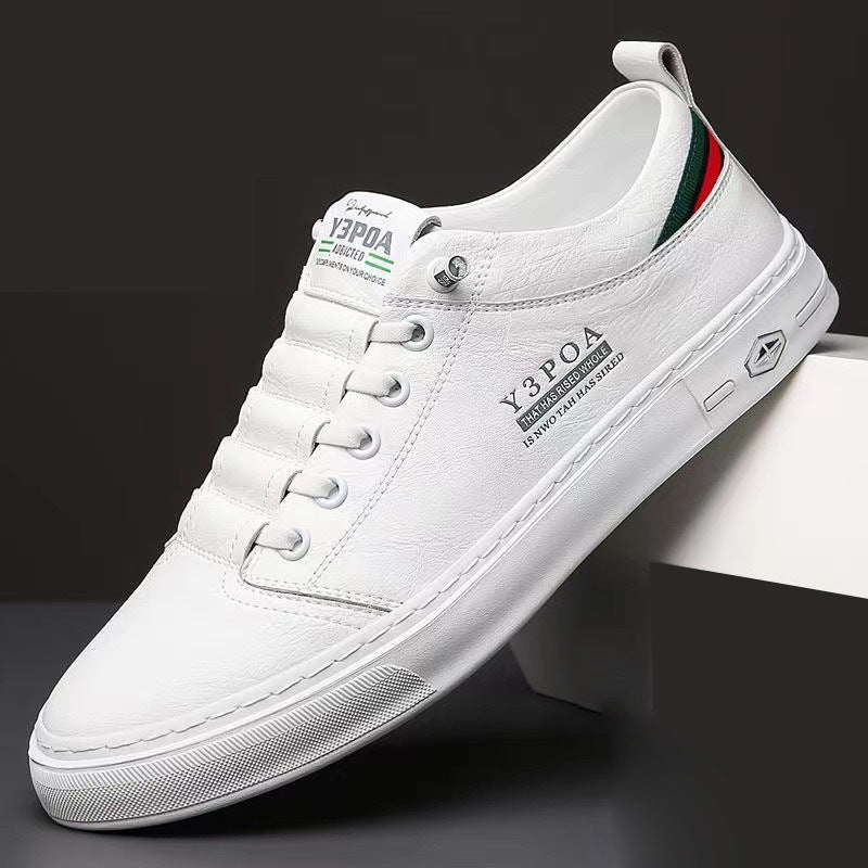Men’s Casual White Sneakers – Lace-Up, Breathable & Soft Bottom