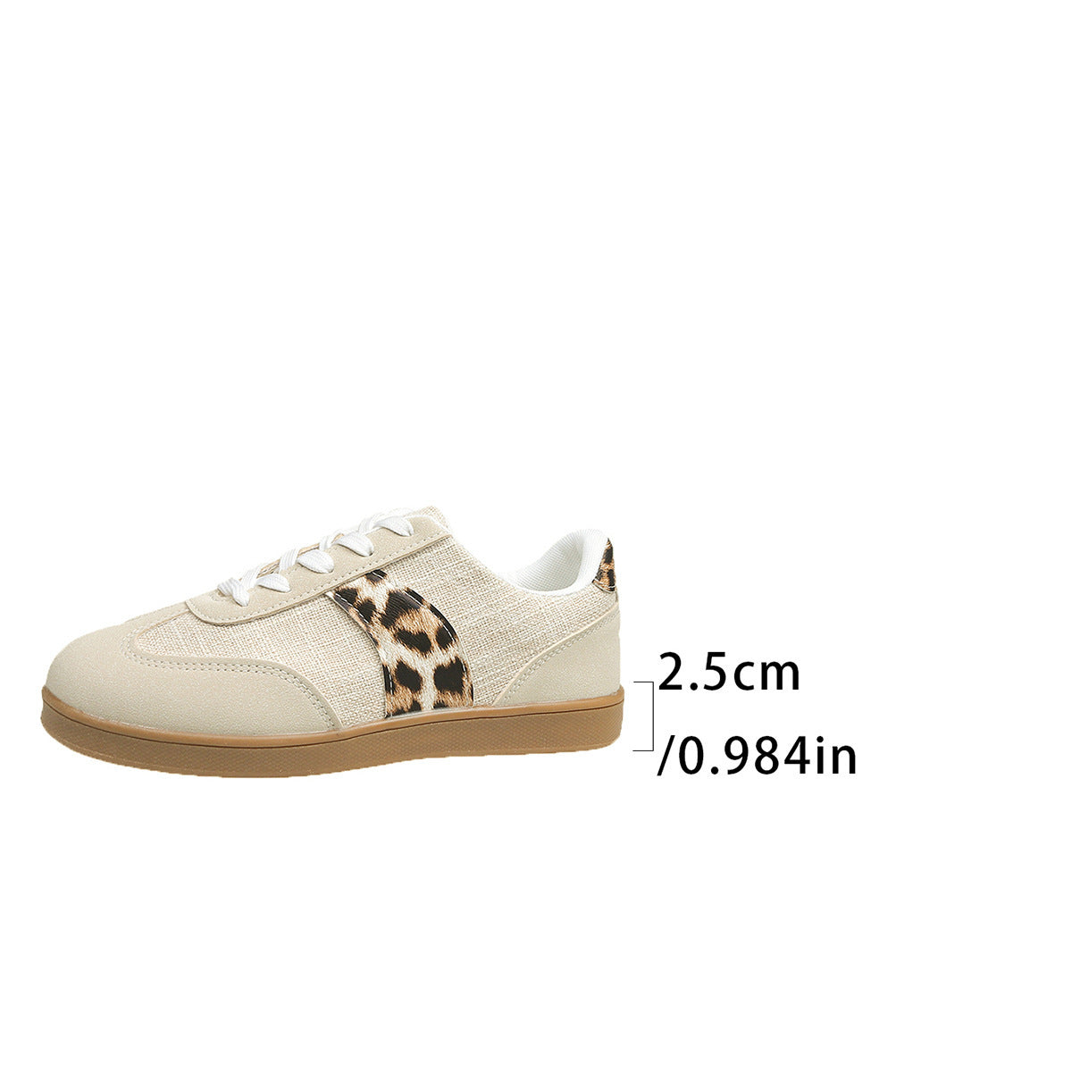 Women's Vintage German Training Shoes | Leopard Print Round Toe Lace-up Sneakers