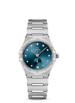 omega constellation co-axial master chronometer small seconds stainless steel & diamonds lady?s watch