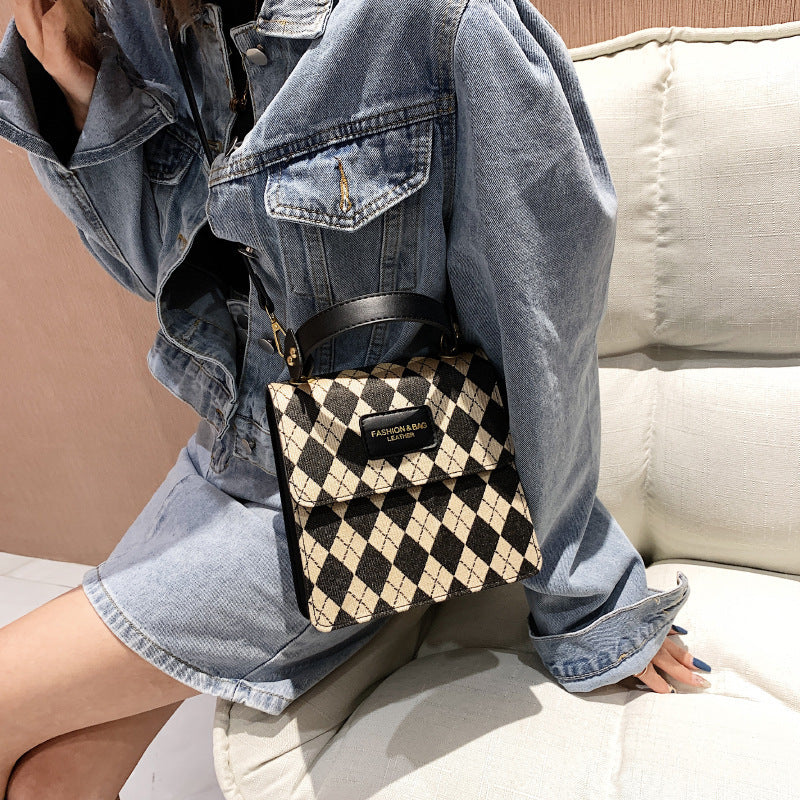 Fashion Plaid Messenger Bag Handheld One Shoulder Small Square Bag