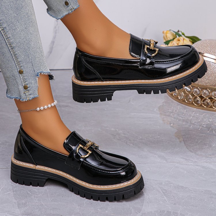 Women's Retro Chunky Heel Pumps | Color Block Platform Casual Shoes