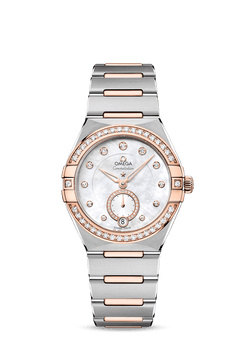 omega constellation co-axial master chronometer small seconds stainless steel & sedna? gold & diamonds lady?s watch