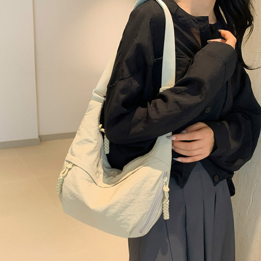 Nylon Washed Shoulder Bag – Large Capacity Crossbody for Women