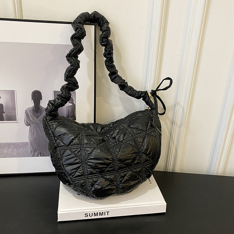 Trendy Metallic Cloud Bag | Fashion Silver Underarm Shoulder Purse