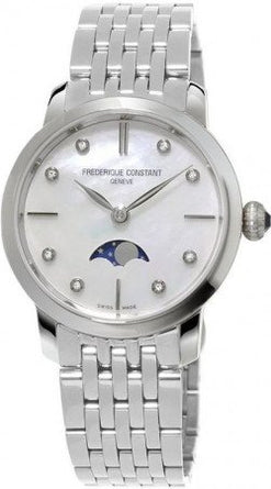 frederique constant slimline moon phase stainless steel lady's watch