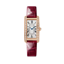 cartier tank am?icaine 18k rose gold & diamonds lady's watch