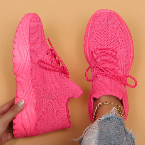 Women's Plus Size Casual Sneakers | Breathable Flying Knit Lazy Sports Shoes