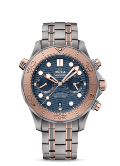 omega seamaster diver co-axial chronometer chronograph titanium & 18k sedna? gold men's watch