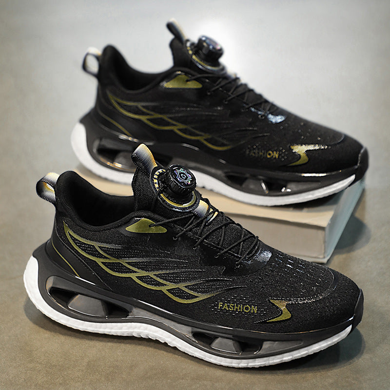 Men's Lightweight Shock Absorption Sneakers – Youth Rotating Button Shoes