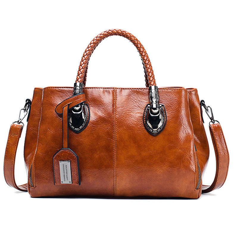 Women’s Vintage Leather Bag – Luxury Oil Wax Shoulder Handbag