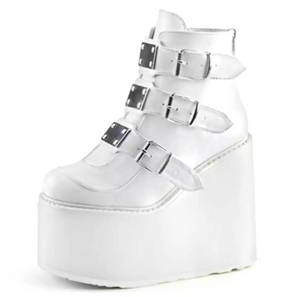 Litthing Winter Women Platform Boots Fashion Thick Bottom Ankle Boots Wedges Shoes  Lace Up Buckle Ankle Boots Botas Mujer