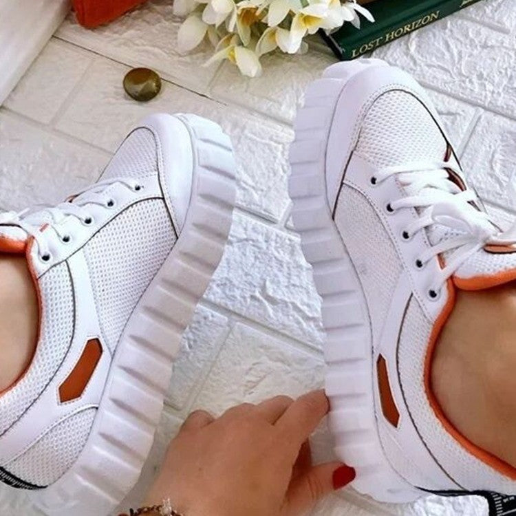 Large Size Lace-up Flat-bottom Breathable Single Shoes Casual Sports Shoes Women