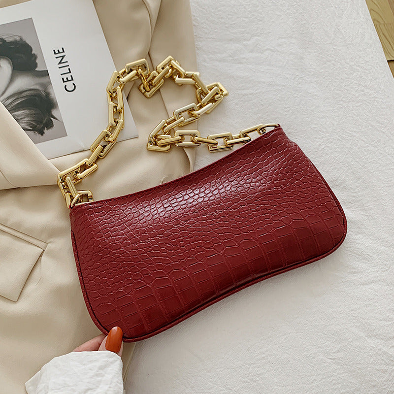 Stylish Patent Leather Small Bag | Hand-Carry Personality Armpit Baguette Purse