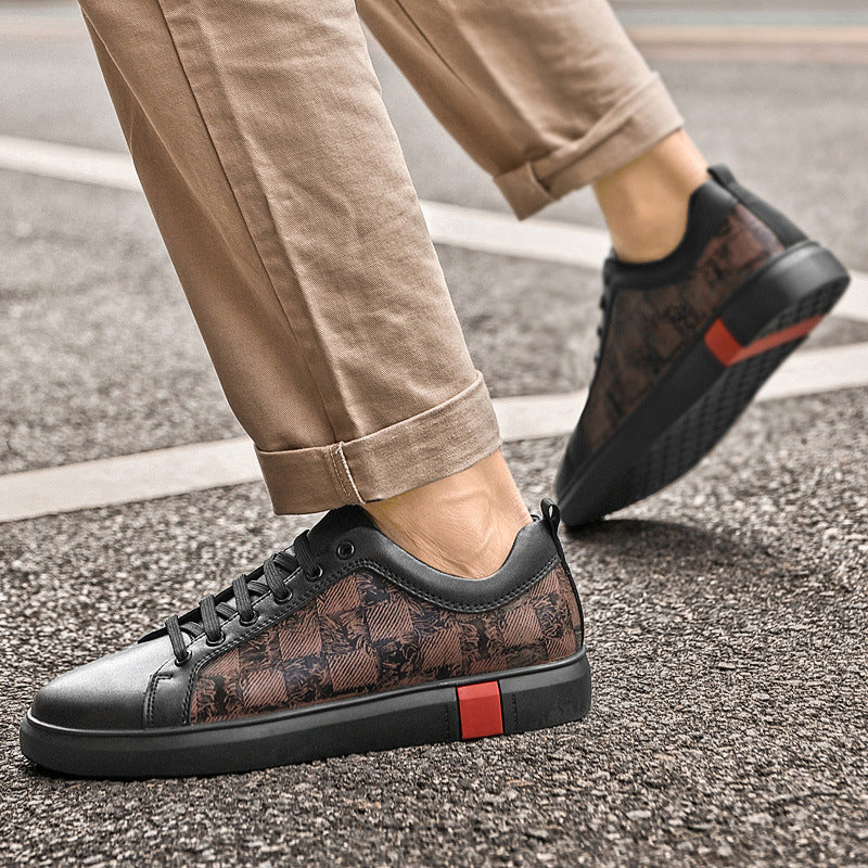 Men’s Flat Fashionable Cowhide Casual Shoes – Stylish Leather Comfort