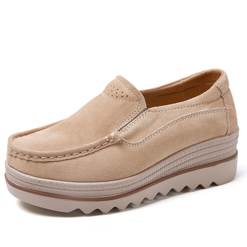 Thick-soled Flat Shoes Anti-slip Suede Height Increasing Shoes For Women