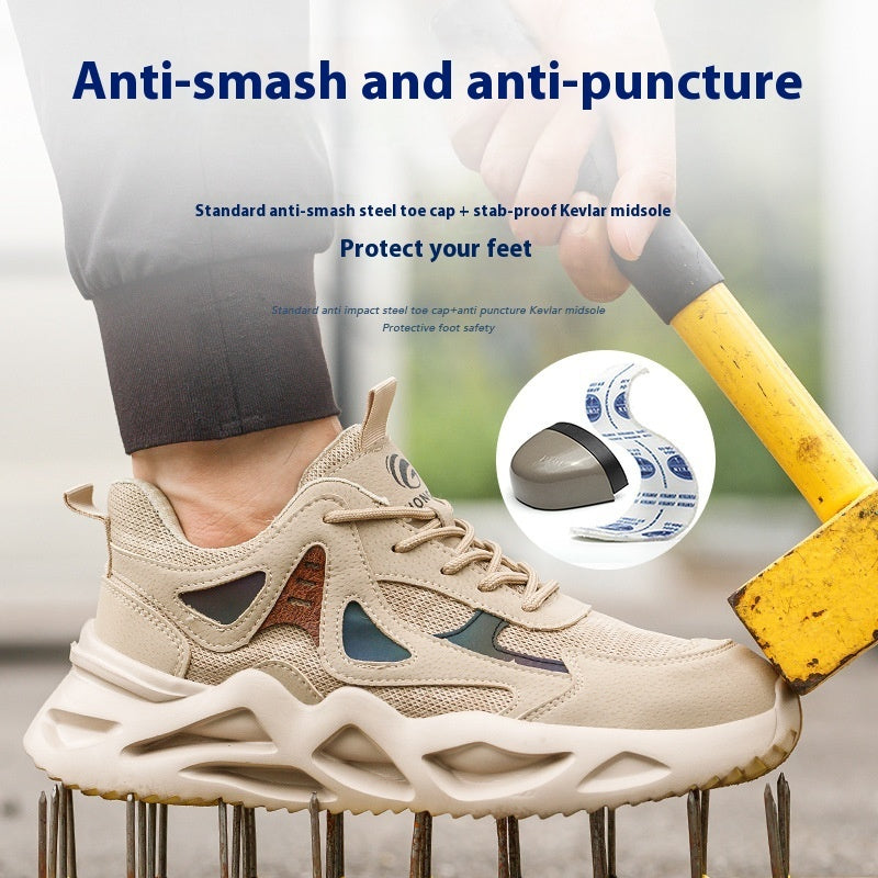 Men’s Summer Safety Work Shoes – Lightweight Breathable Deodorant Labor Protection Footwear