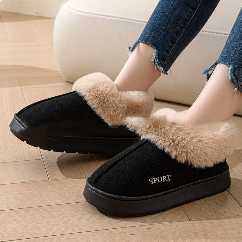 Women’s Cozy Plush Slippers – Faux Fur Lining & Non-Slip Platform Design