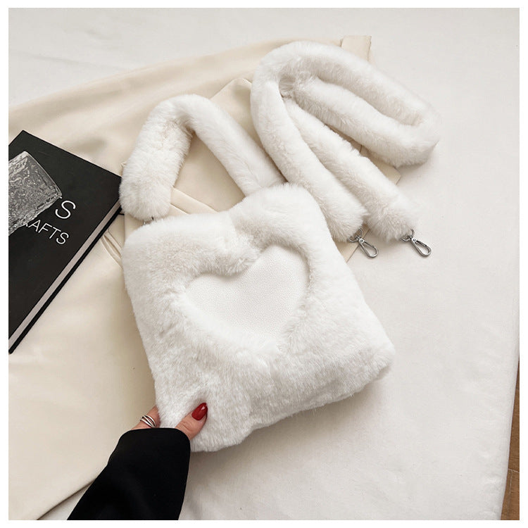 Women’s Winter Plush Shoulder Bag – Love Handbag Design