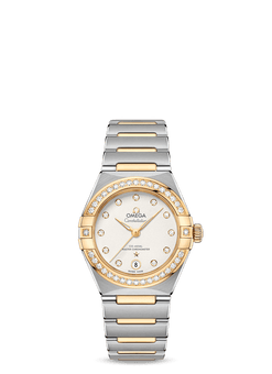 omega constellation co-axial master chronometer stainless steel & yellow gold & diamond lady?s watch_1