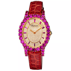 chopard l'heure du diamant 18k rose gold & diamonds & rubies lady's watch