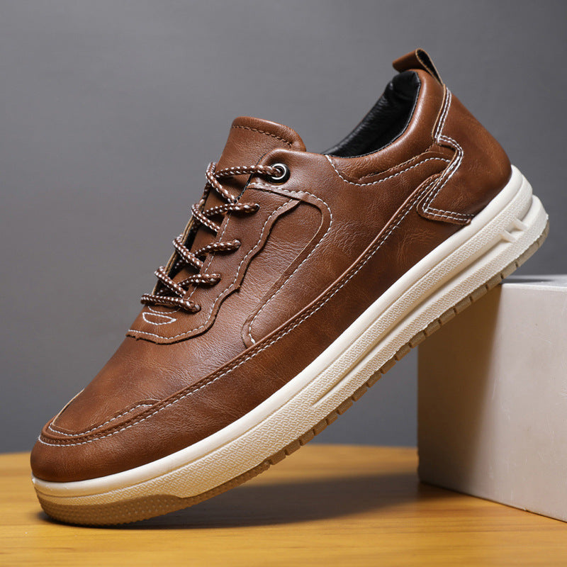 Men's Low-Top Leather Sneakers – Warm Casual Shoes