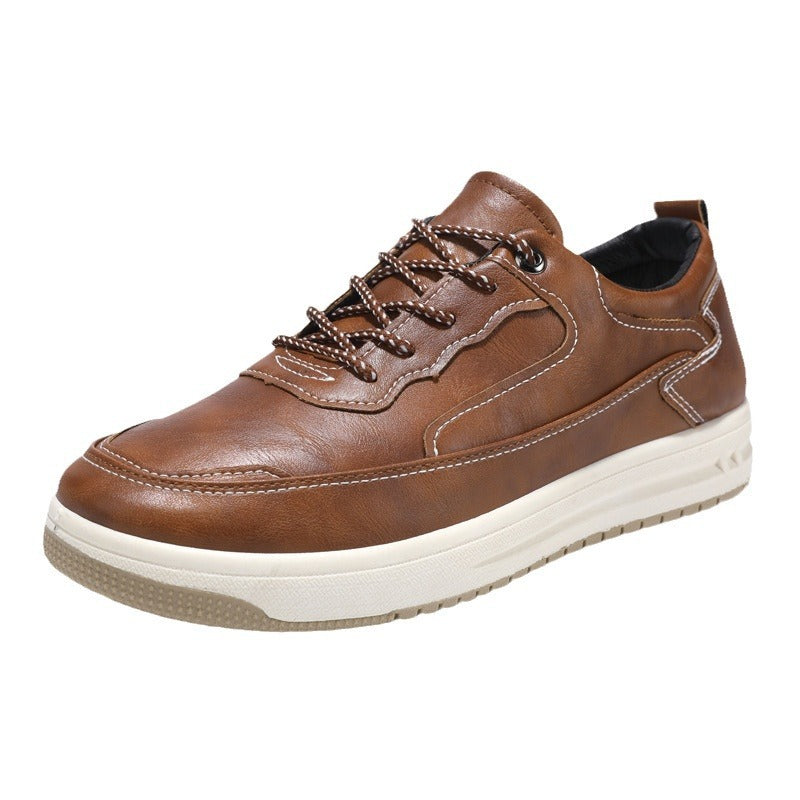 Men's Low-Top Leather Sneakers – Warm Casual Shoes