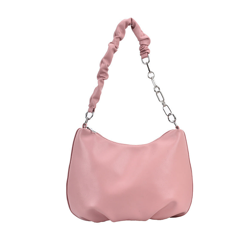 Trendy Pearl Chain Small Bag | Soft Leather Shoulder & Underarm Handbag